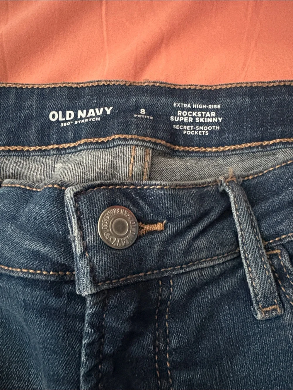 Old Navy Women’s Dark Blue Distressed Slim Straight Jeans